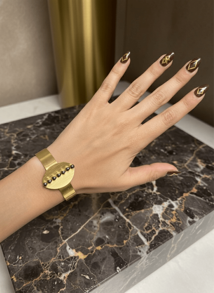 Axle Beaded Brass Coated Bangle - WEB-K-18 - Luxeria