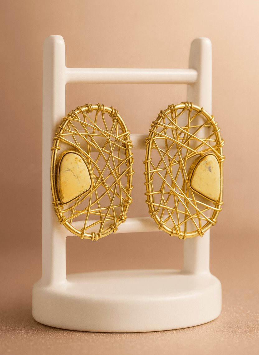 Best Weaver Brass Statement Earrings - WEB-E-003 - Luxeria