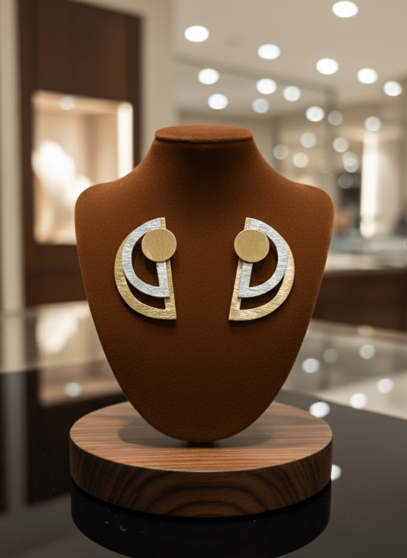 Bi Metal Eclipse Statement Earrings - WEB-E-007 - Luxeria