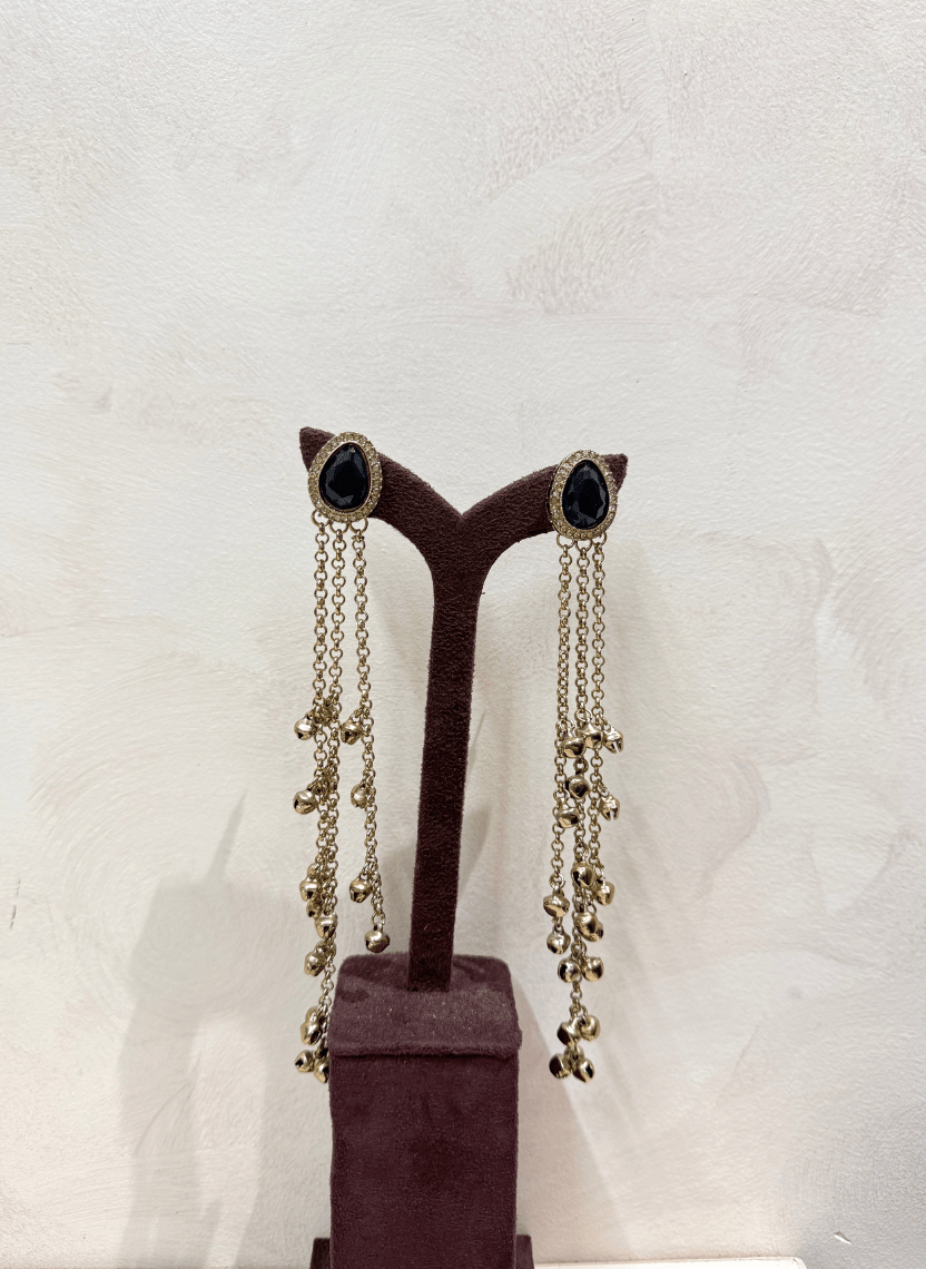 Black Stone Kashmiri Earring - EEM-EAR-001 - Luxeria