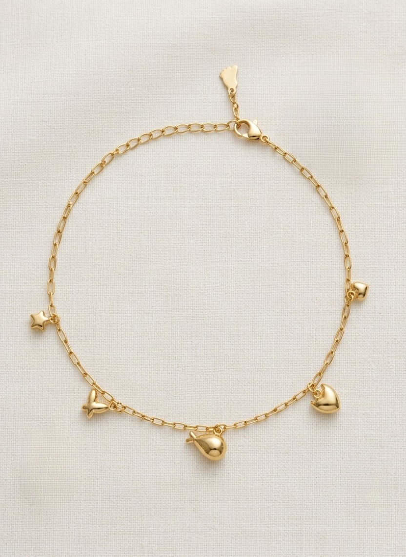 Gold Tiny Heart Anklet