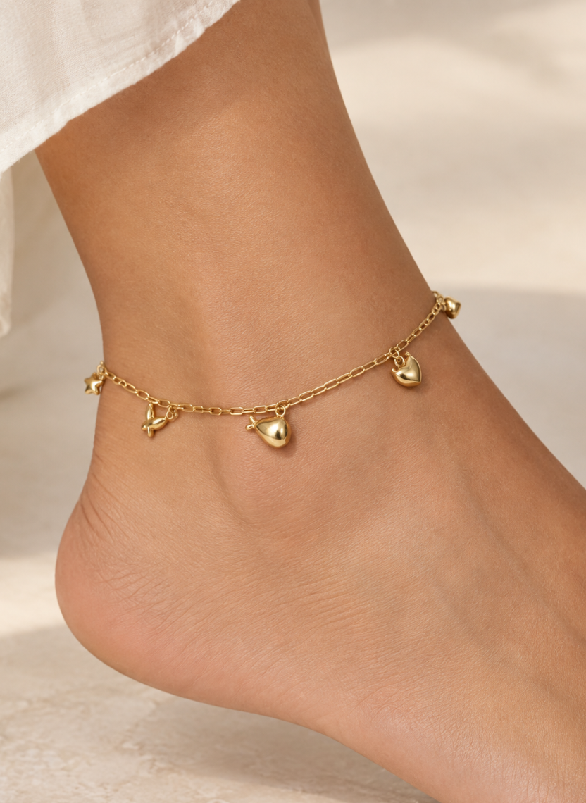 Gold Tiny Heart Anklet
