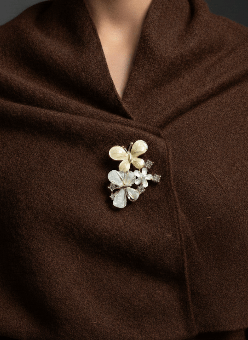 Butterfly Garden Floral Brooch Pin - WEB-B-001 - Luxeria