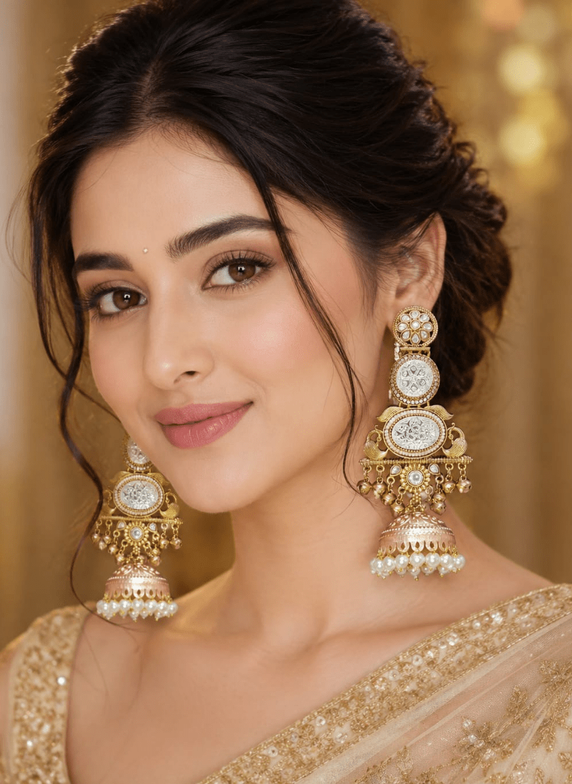 Classic Gold Kashmiri Earring - HOT-EAR-027-1 - Luxeria