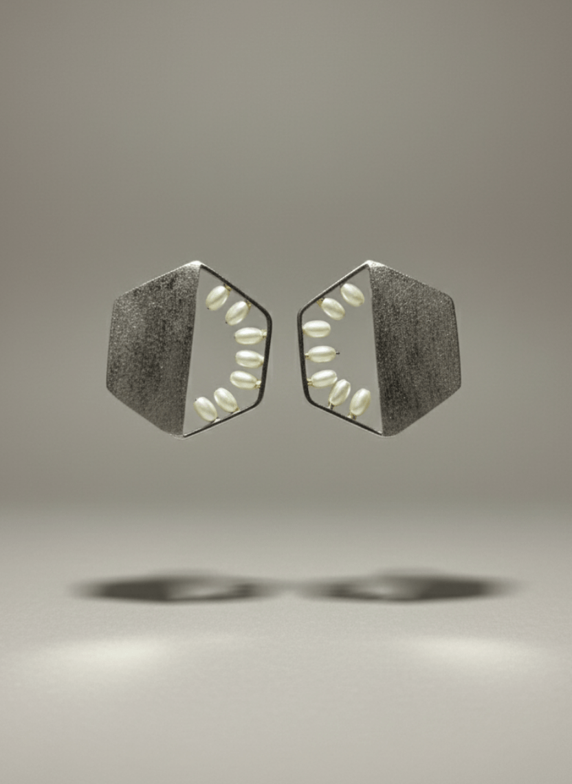 Constellation Studs Brass Pearl Geometric Earrings -  - Luxeria