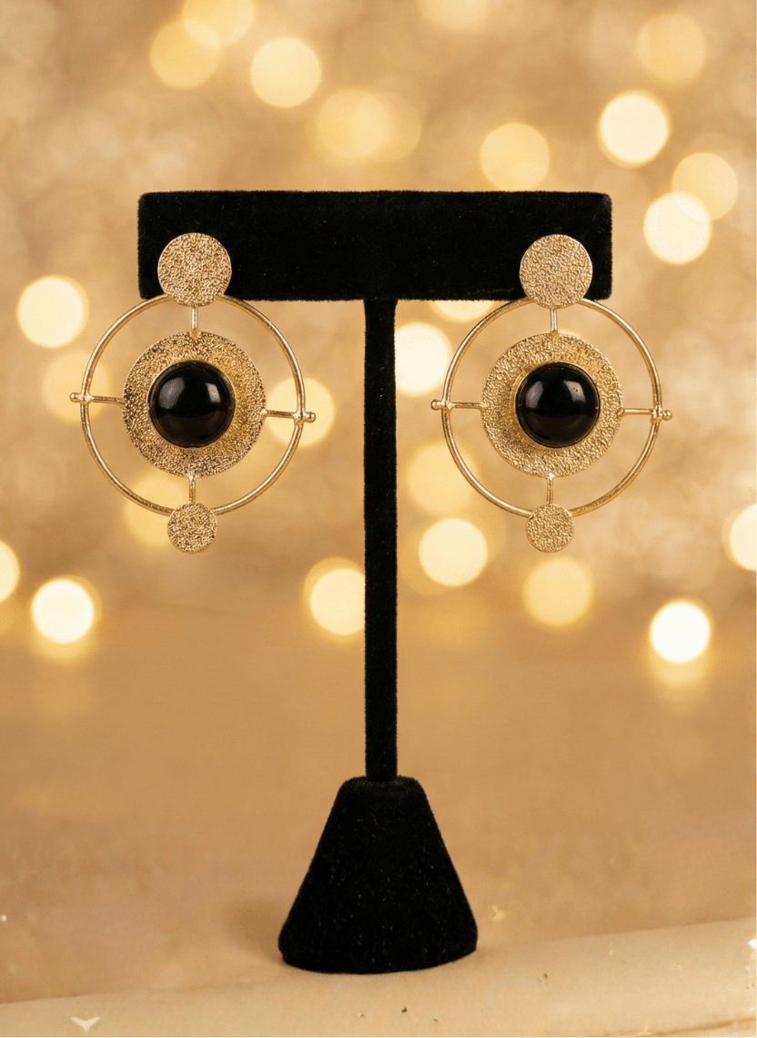 Cosmic Compass Brass Statement Earrings - WEB-E-007 - Luxeria