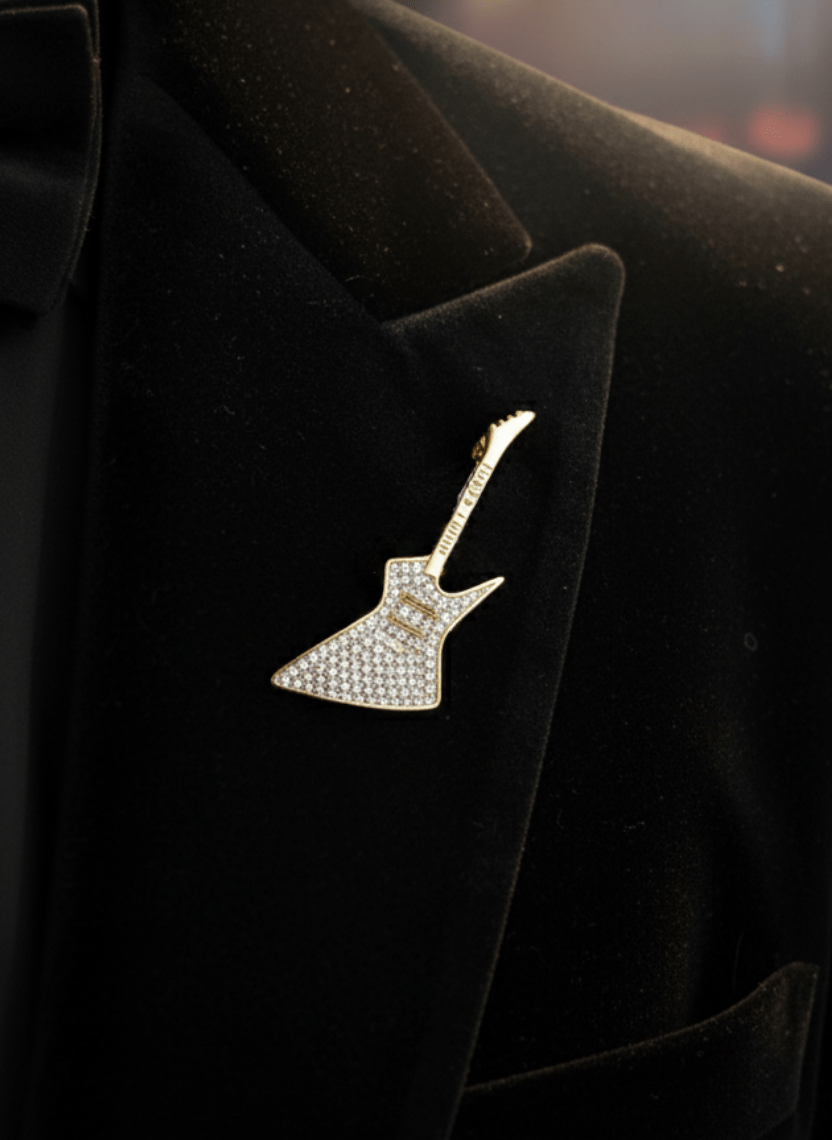 Crystal Guitar Brooch Pin - Elegant Music Lover's Jewelry - WEB-B-006 - Luxeria