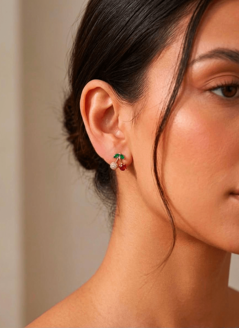 Cute Cherry Stud Earring - LUXEAR-AA9-2 - Luxeria