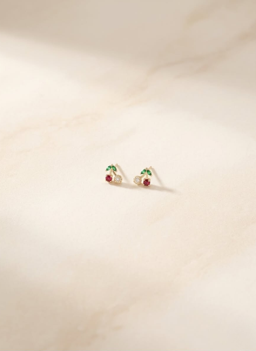 Cute Cherry Stud Earring - LUXEAR-AA9-2 - Luxeria