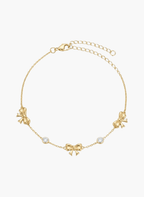 Delicate Gold Bow Charm Bracelet -  - Luxeria