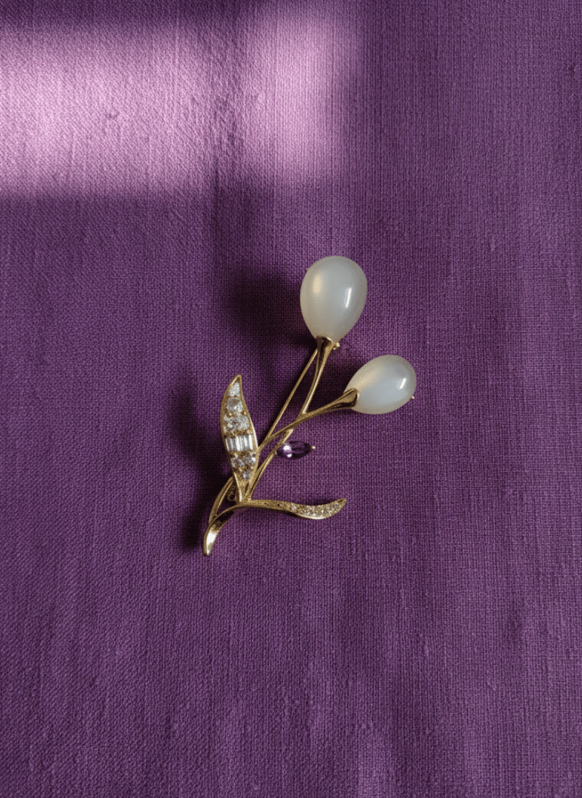 Dewdrop Flower Brooch Pin - WEB-B-007 - Luxeria