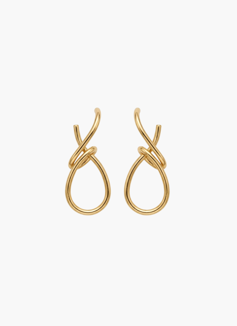 Gold Twist Teardrop Statement Earrings