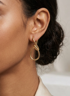 Gold Twist Teardrop Statement Earrings
