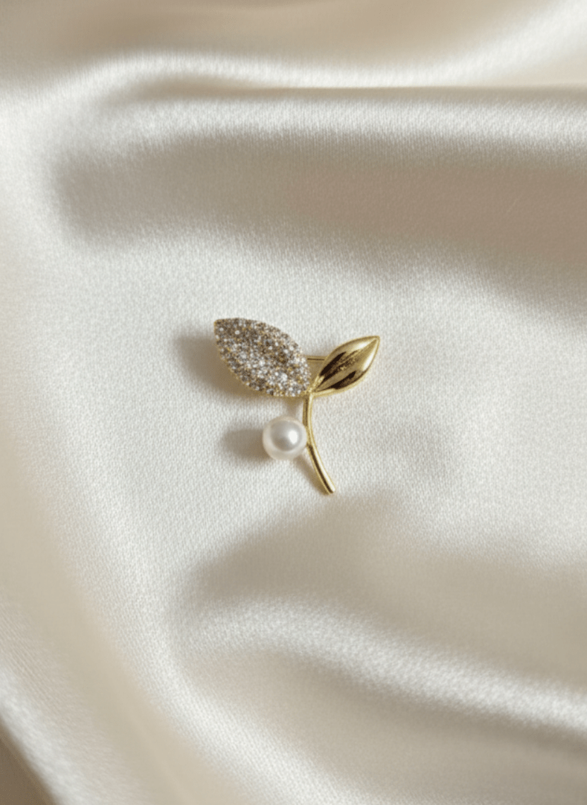 Elegant Ivory Leaf Brooch Pin - WEB-B-003 - Luxeria