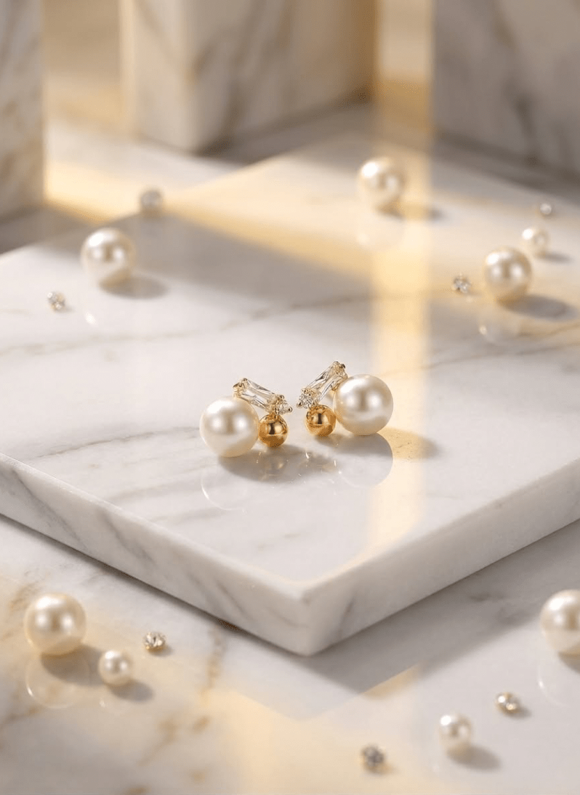 Elegant Pearl Stud Earrings - NAK-EAR-005 - Luxeria