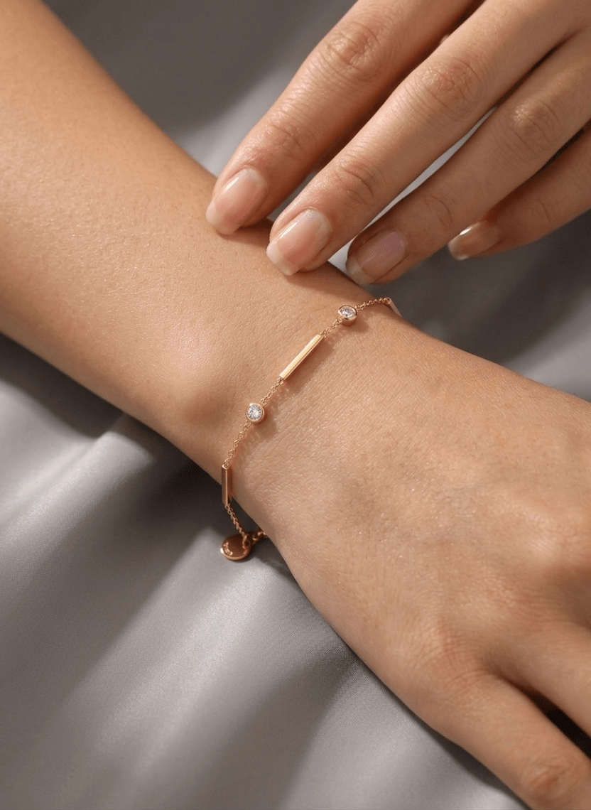 Gold Bar Crystal Bracelet - LUXBLT-C3-1 - Luxeria