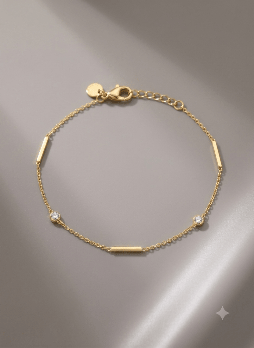 Gold Bar Crystal Bracelet - LUXBLT-C3-1 - Luxeria