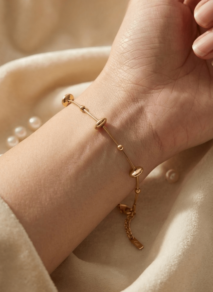 Gold Bead Bracelet - NAK-BLT-004 - Luxeria