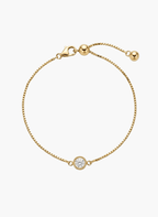 Gold Bezel Stone Bracelet - LUXBLT-C3-4-C - Luxeria