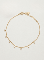 Gold Crystal Charm Anklet - NAK-ANK-003-A - Luxeria