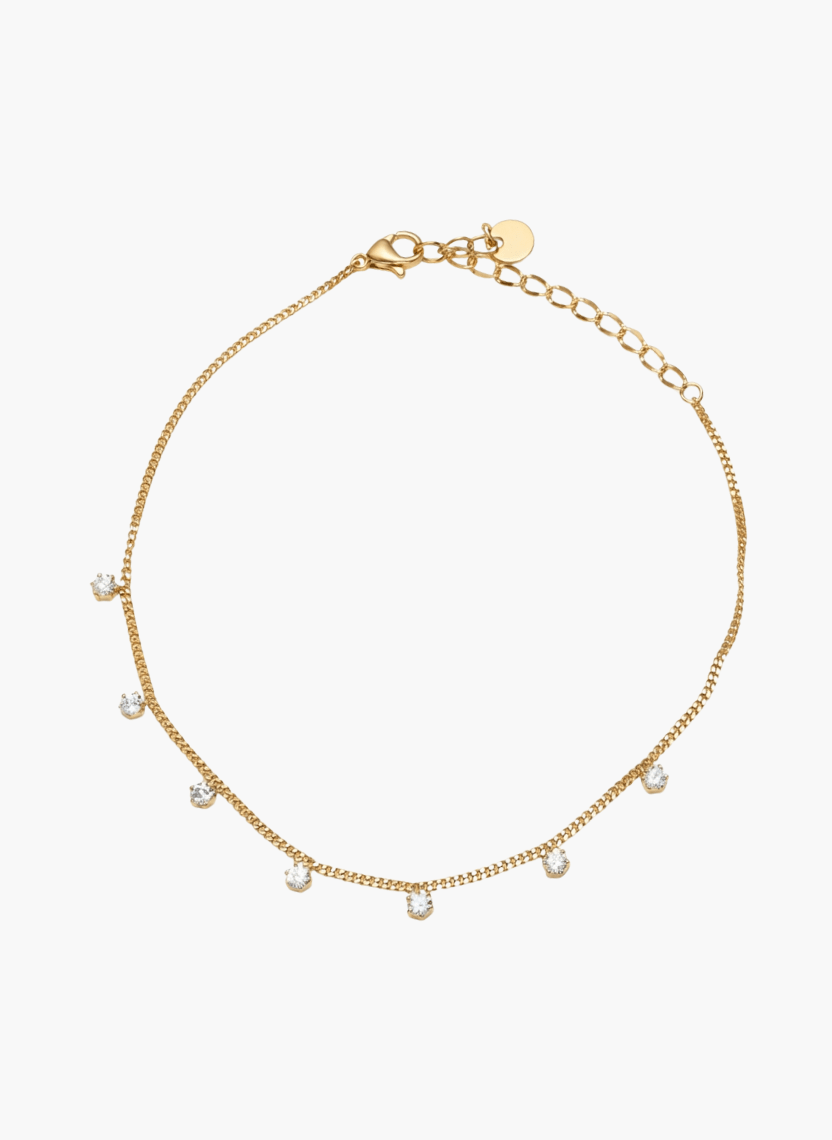 Gold Crystal Charm Anklet - NAK-ANK-003-A - Luxeria