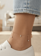 Gold Crystal Dangle Anklet - NAK-ANK-002-B - Luxeria
