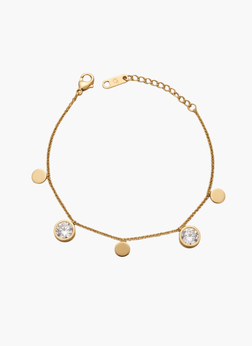 Gold Crystal Disc Bracelet - 6NAK-ANK-002 - Luxeria