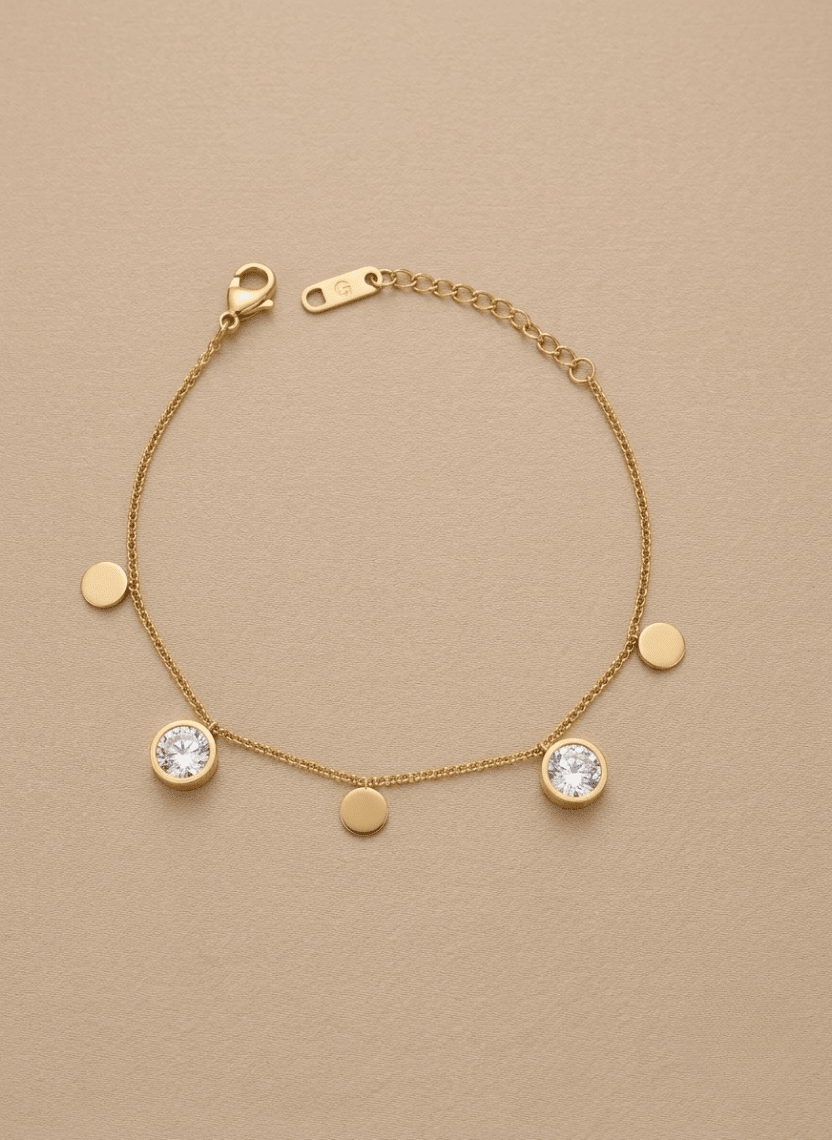 Gold Crystal Disc Bracelet - 6NAK-ANK-002 - Luxeria