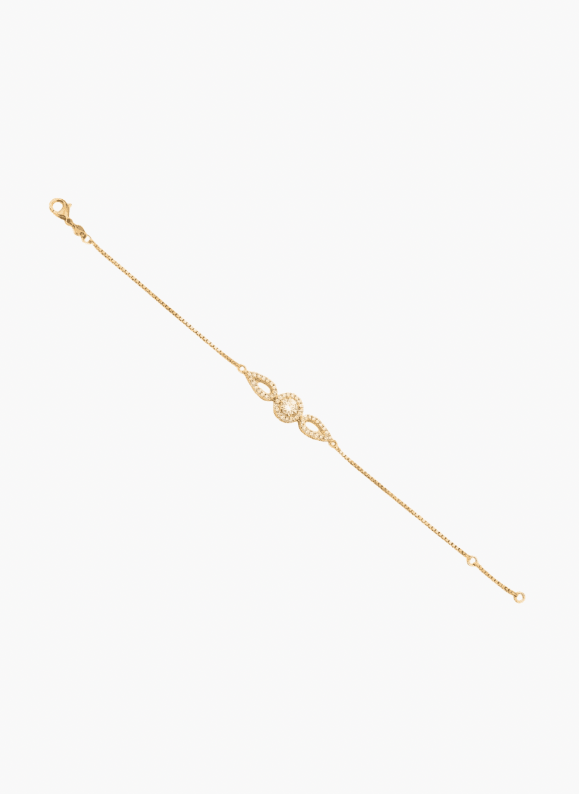 Gold Crystal Halo Bracelet - LABHBLT-C3-5-E - Luxeria