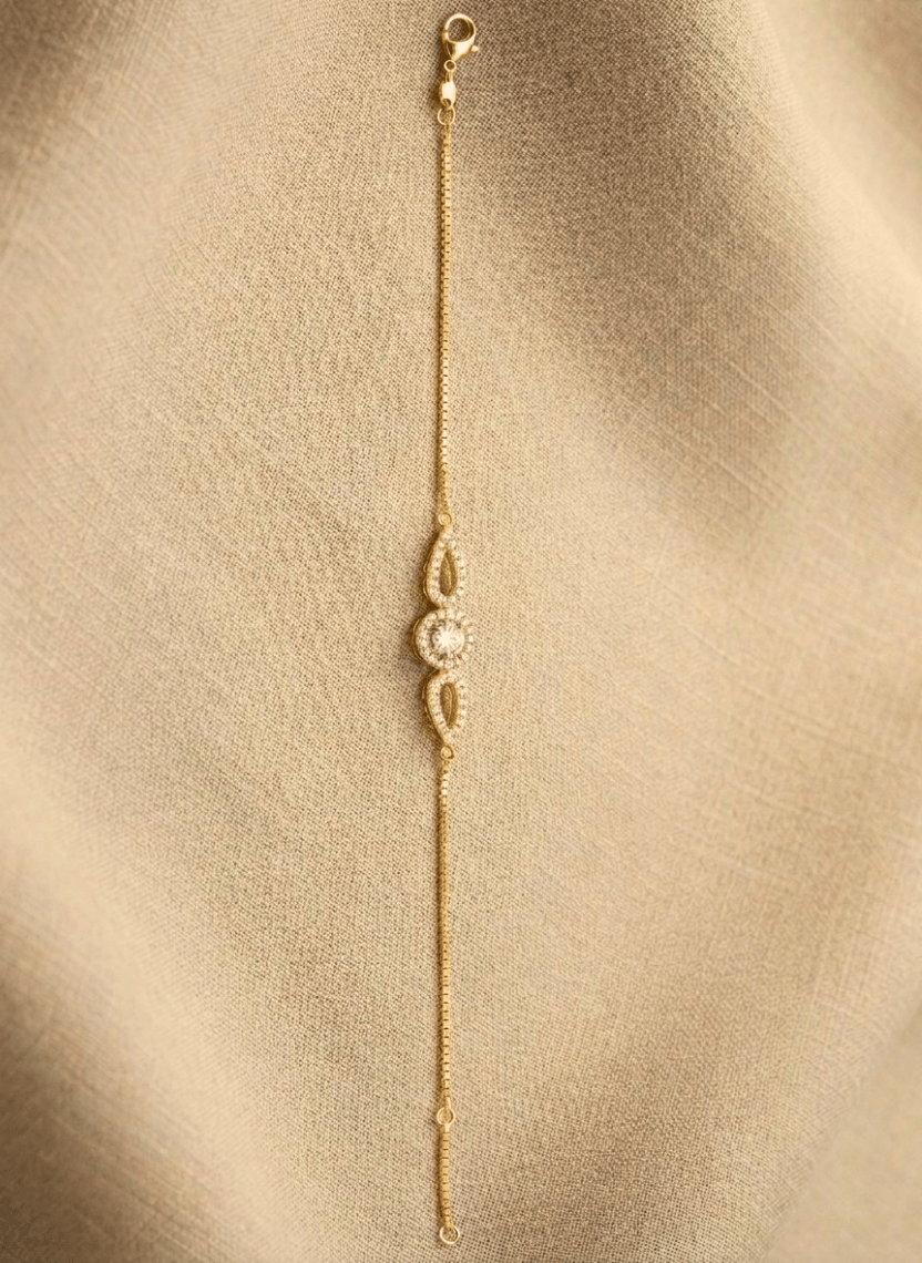 Gold Crystal Halo Bracelet - LABHBLT-C3-5-E - Luxeria