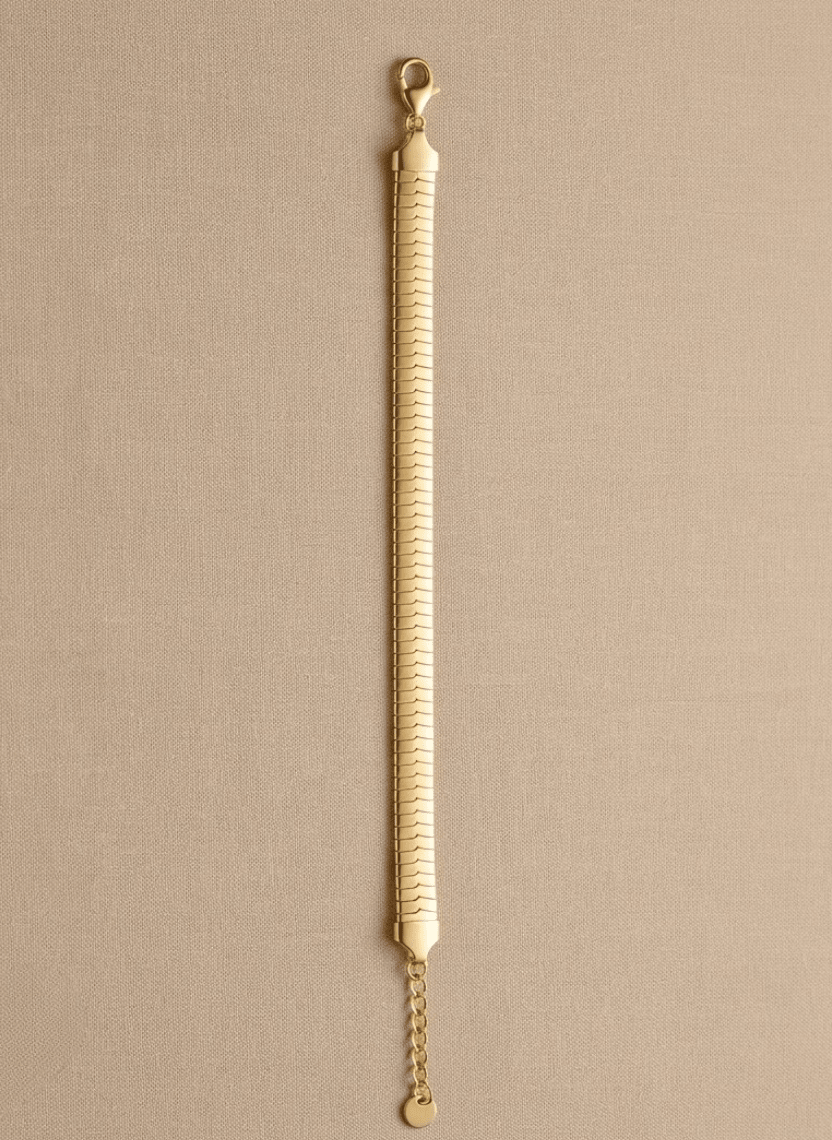 Gold Flat Snake Chain Bracelet - LUXBLT-C3-5 - Luxeria