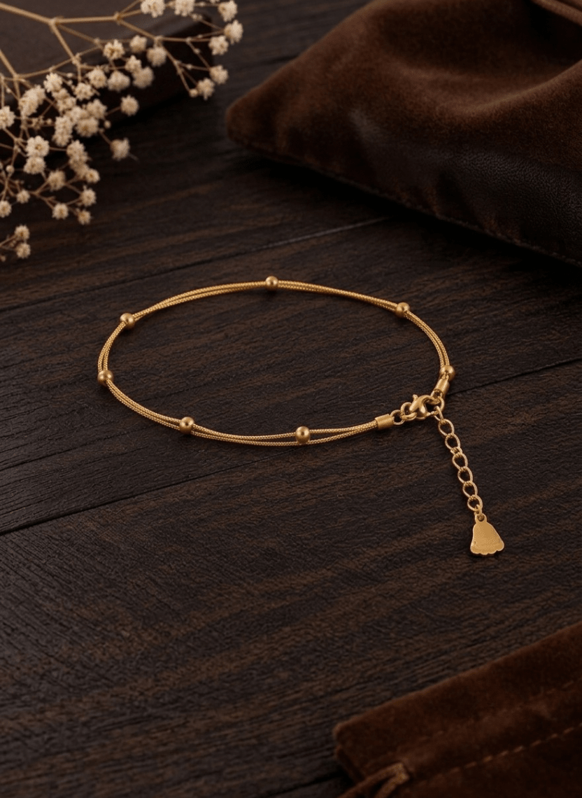 Gold Layered Bead Anklet - NAK-ANK-004 - Luxeria