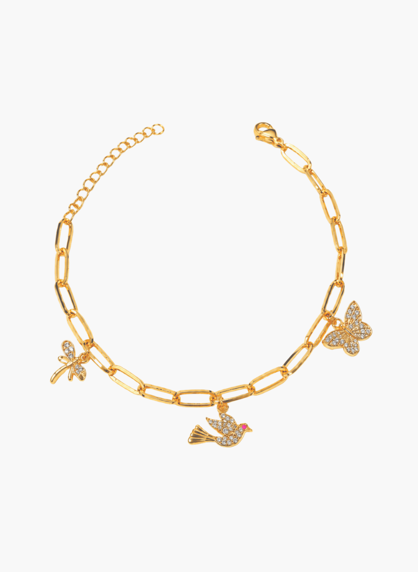Gold Nature Charm Bracelet - LUXBLT-C3-16 - Luxeria