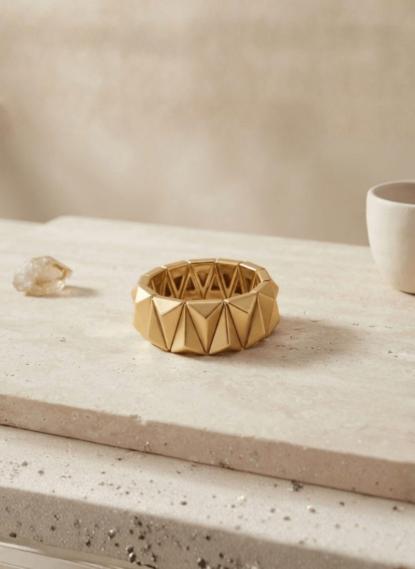 Gold Pyramid Stretch Kada -  - Luxeria