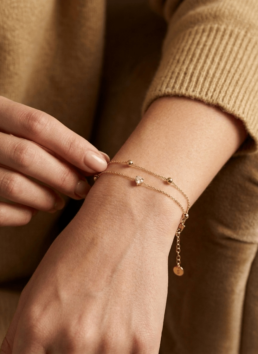 Gold Sparkle Bead Bracelet -  - Luxeria