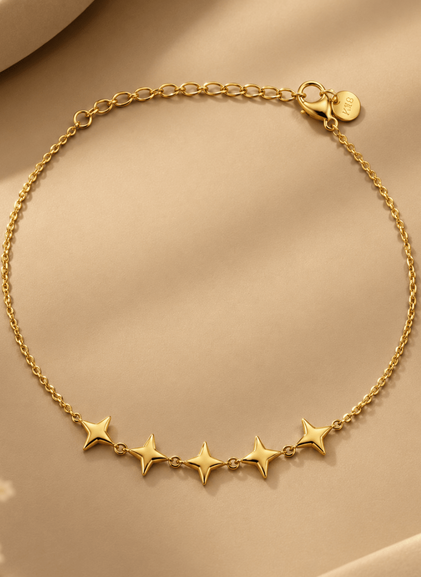 Gold Star Charm Anklet - 6NAK-ANK-003 - Luxeria