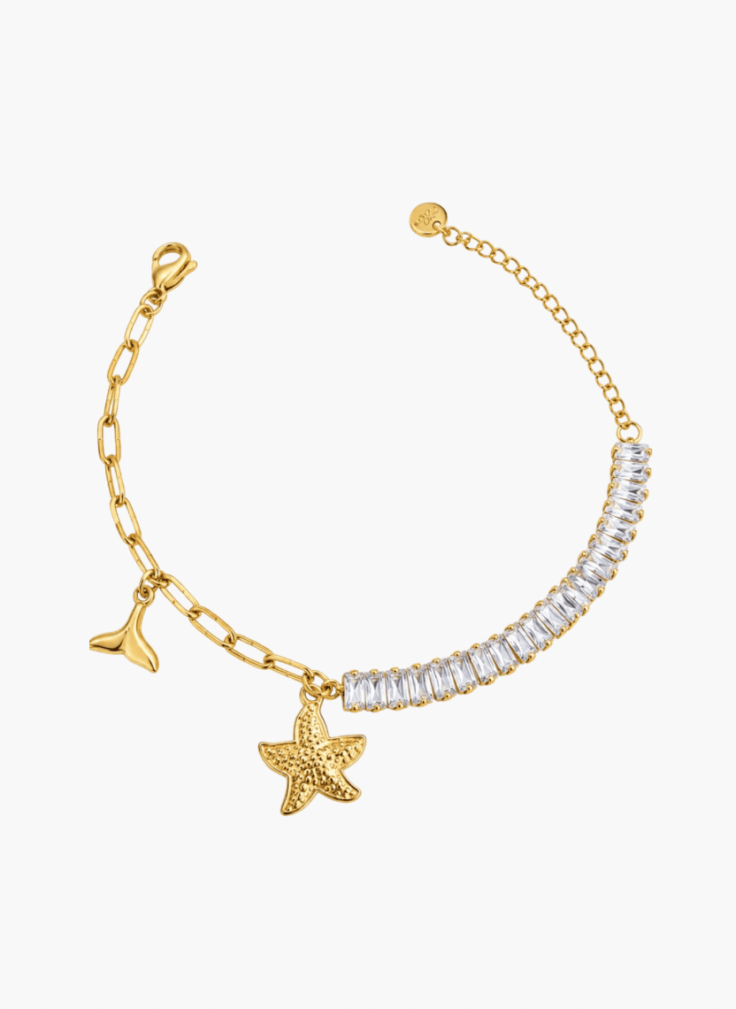 Gold Starfish Charm Bracelet -  - Luxeria