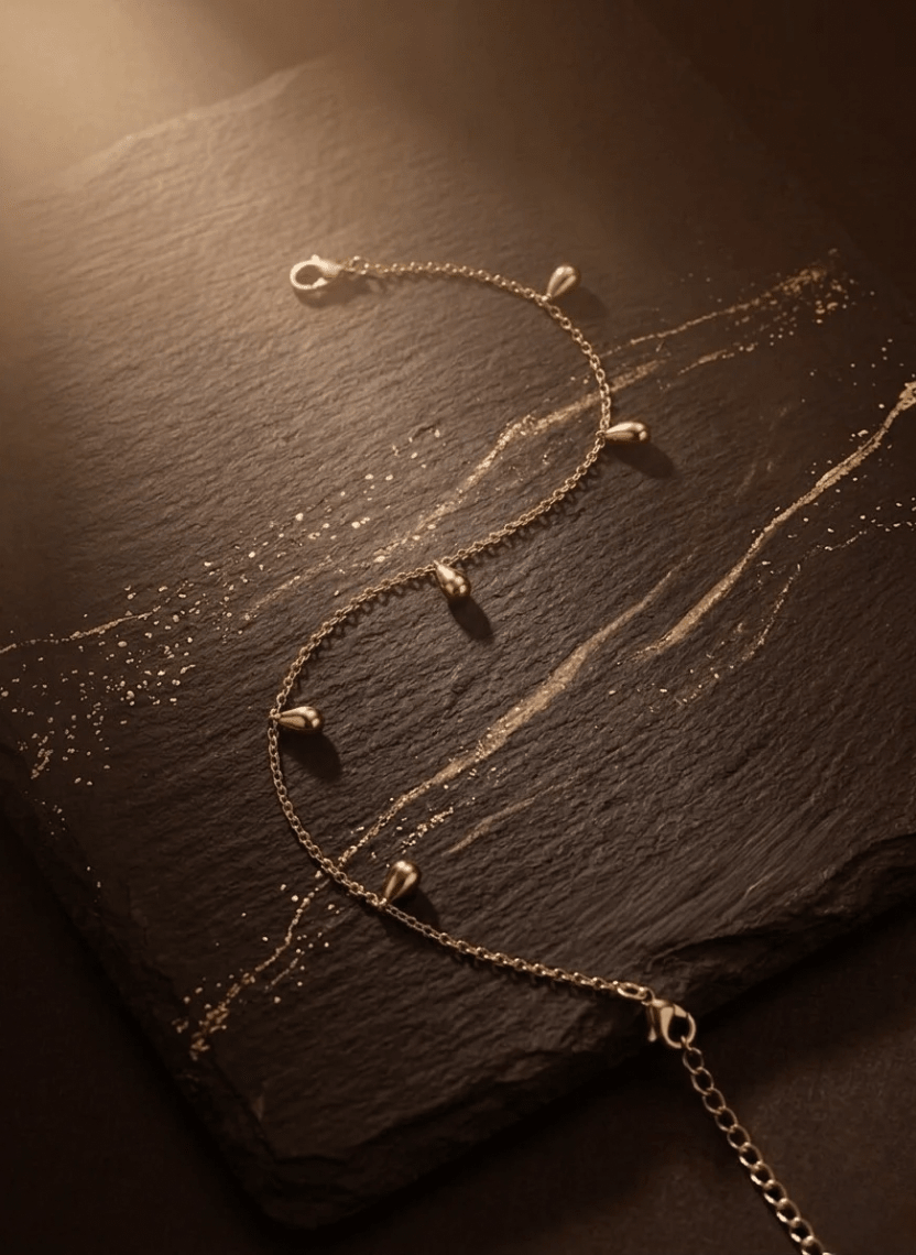 Golden Bead Anklet - LUXANK-C3-1 - Luxeria