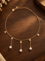 Golden Celestial Pearl Anklet - 6NAK-ANK-004-B - Luxeria