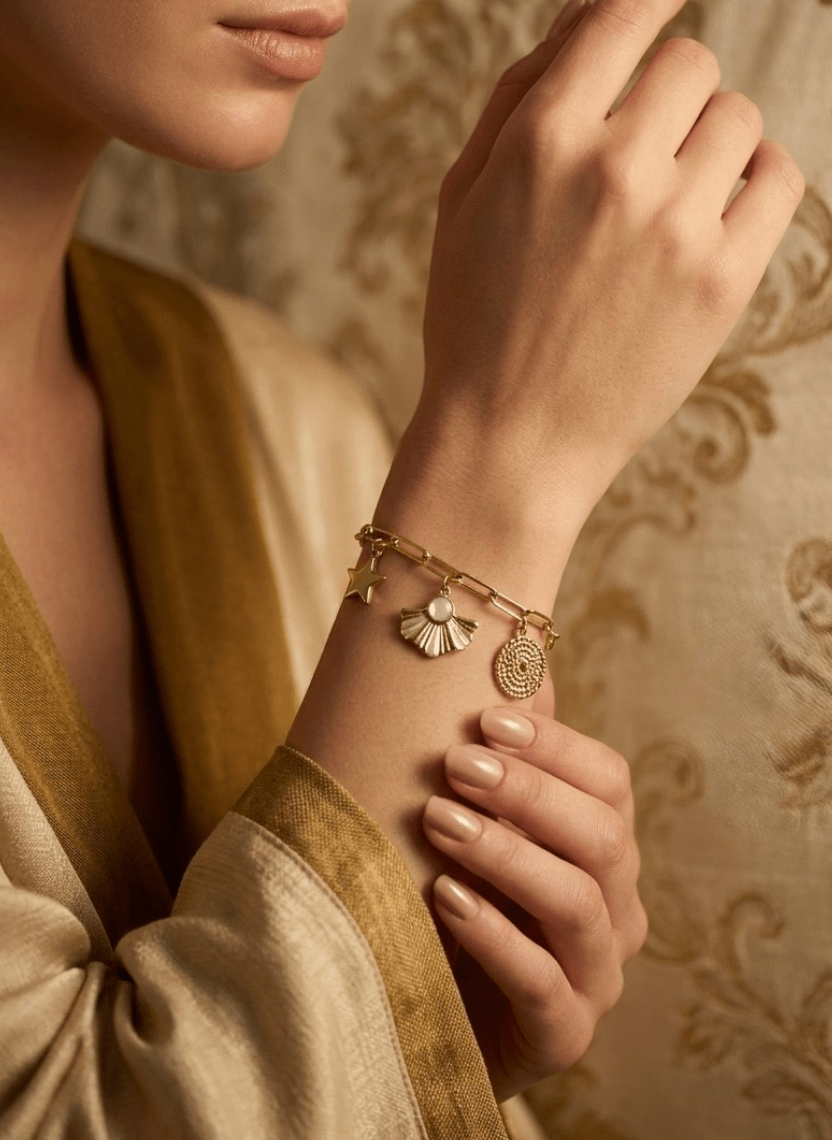 Golden Charm Bracelet - LUXBLT-C3-4-3 - Luxeria