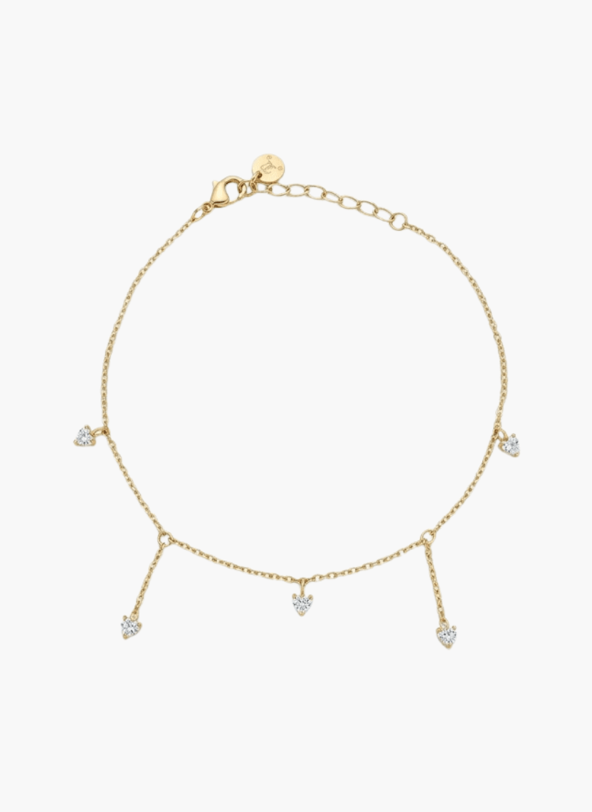 Golden Crystal Dangle Anklet - NAK-ANK-002-B - Luxeria