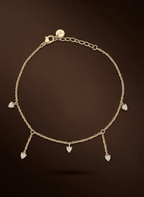 Golden Crystal Dangle Anklet - NAK-ANK-002-B - Luxeria