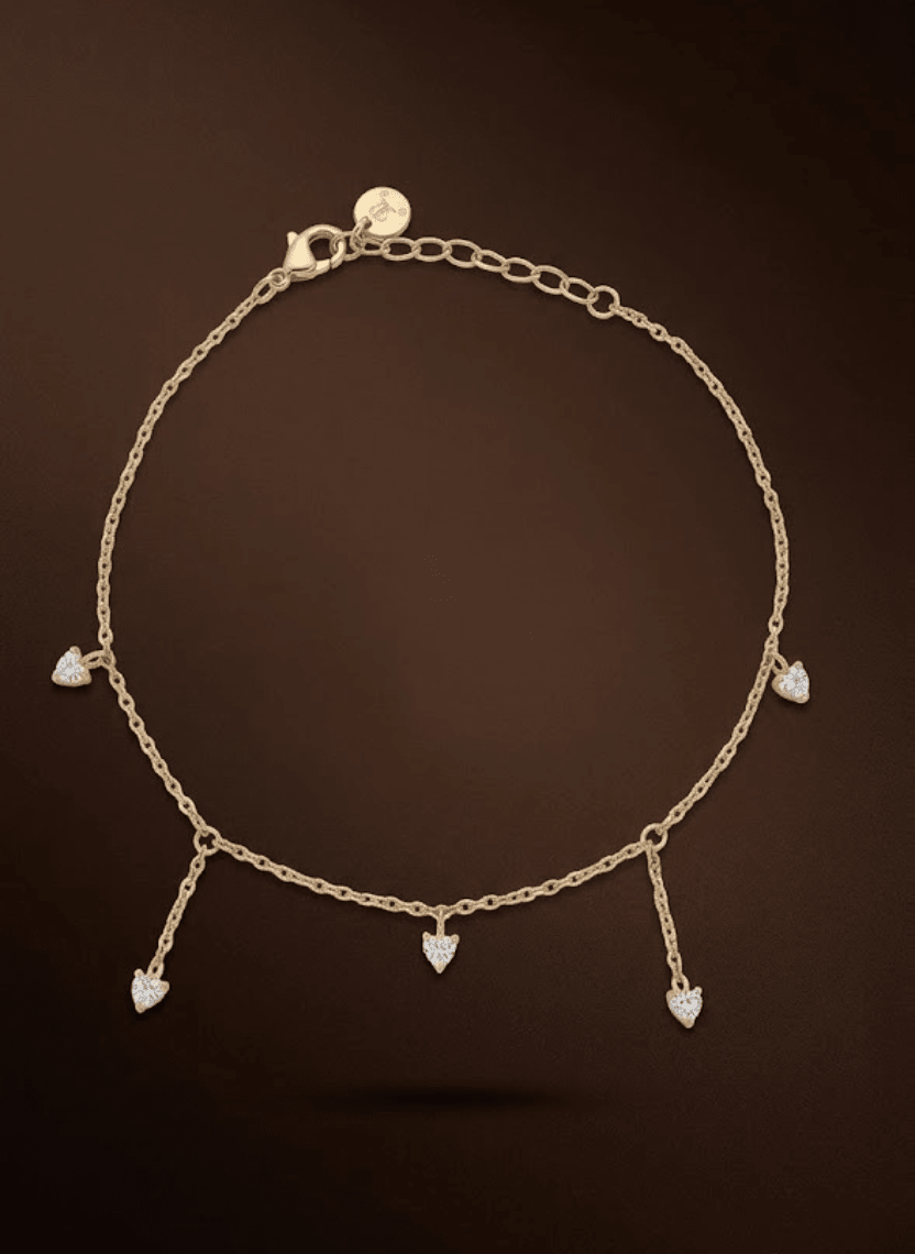 Golden Crystal Dangle Anklet - NAK-ANK-002-B - Luxeria