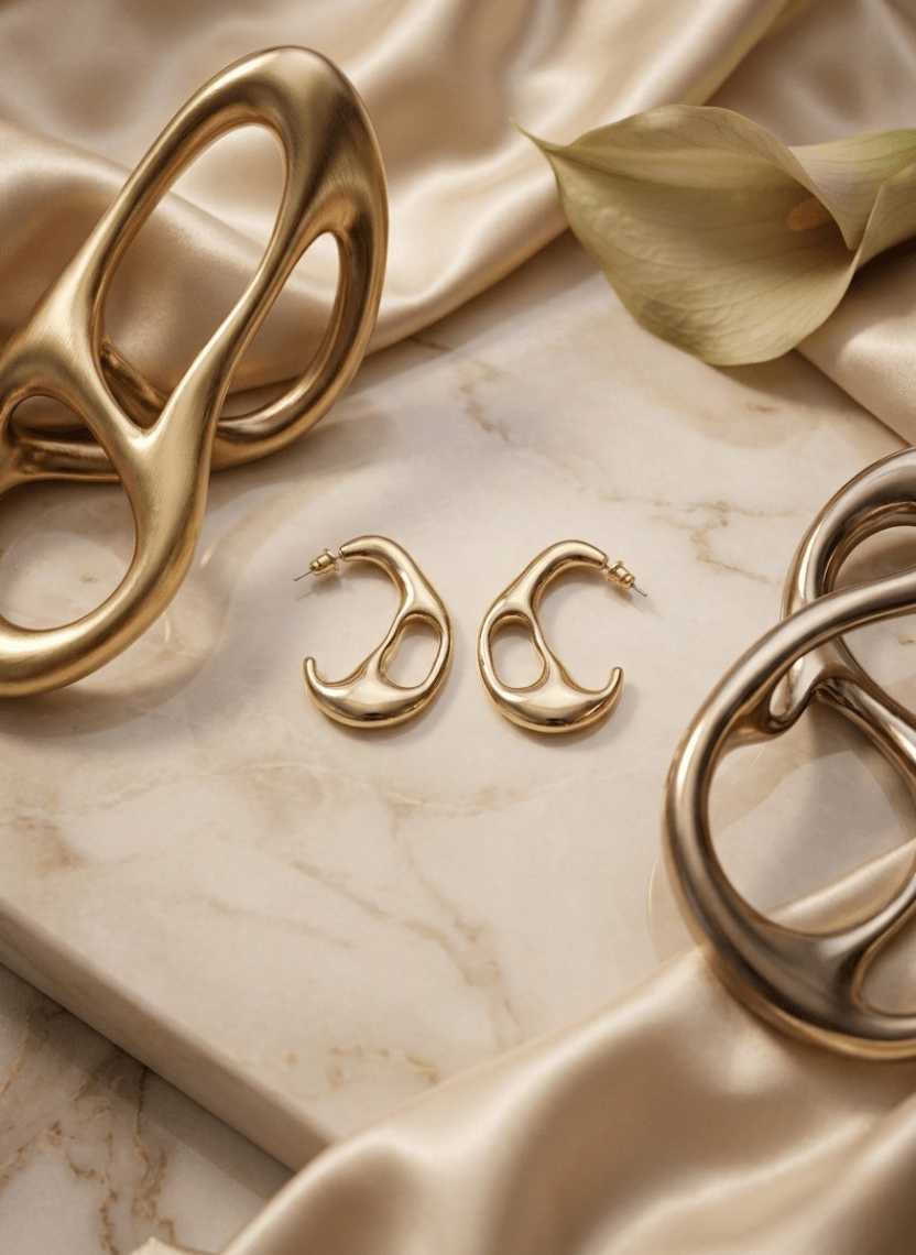 Golden Curve Earring - LUXEAR-AA66 - Luxeria
