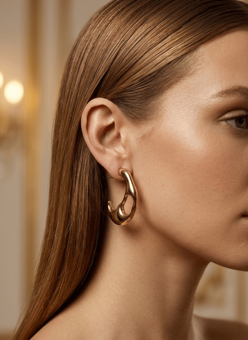 Golden Curve Earring - LUXEAR-AA66 - Luxeria