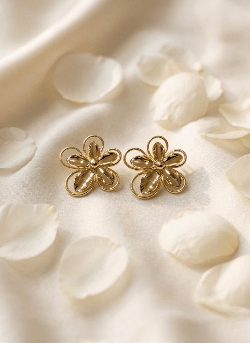 Golden Flower Earrings - NAK-EAR-002-2 - Luxeria