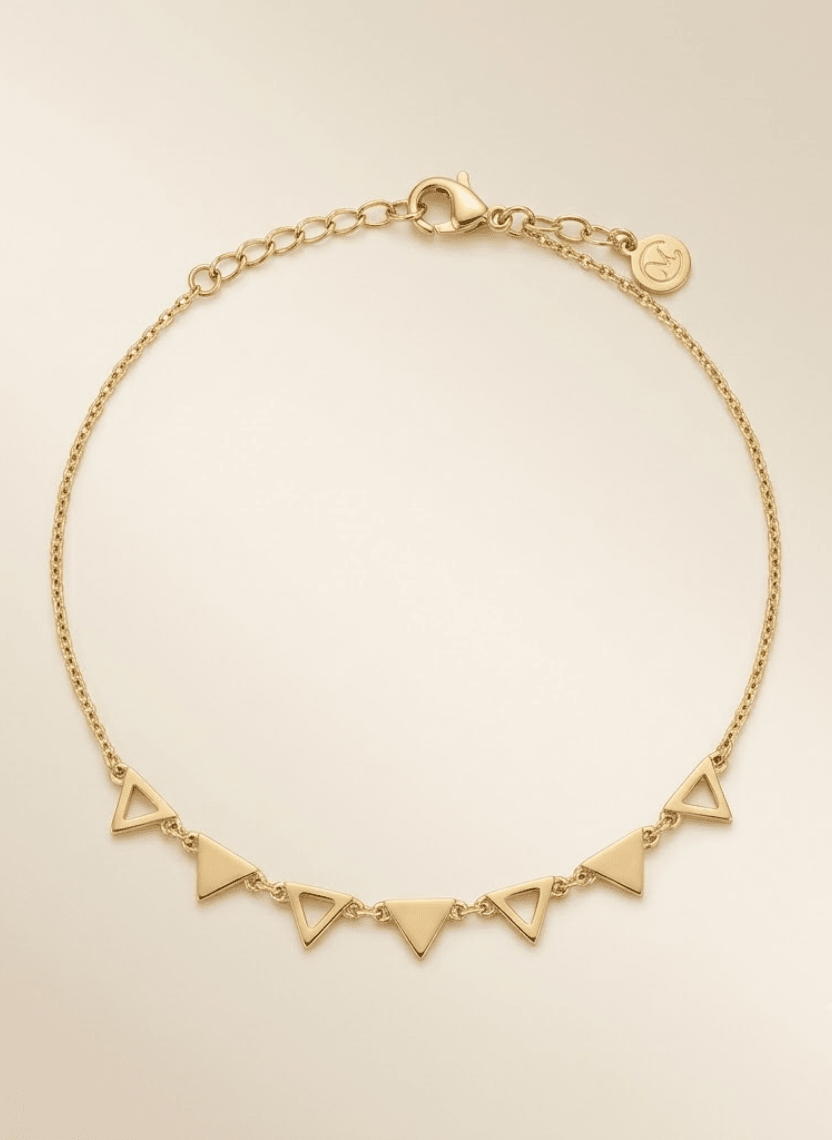 Golden Geometric Triangle Anklet - 6NAK-ANK-003-B - Luxeria