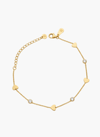 Golden Heart Crystal Anklet - 6NAK-ANK-002 - Luxeria