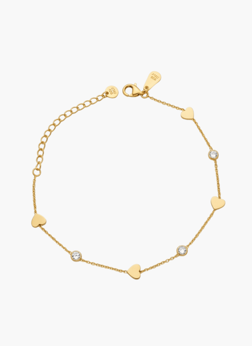 Golden Heart Crystal Anklet - 6NAK-ANK-002 - Luxeria