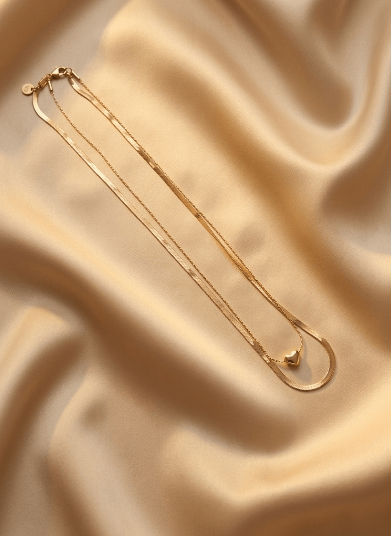 Golden Heart Layer necklace - EWS-CHA-009 - Luxeria